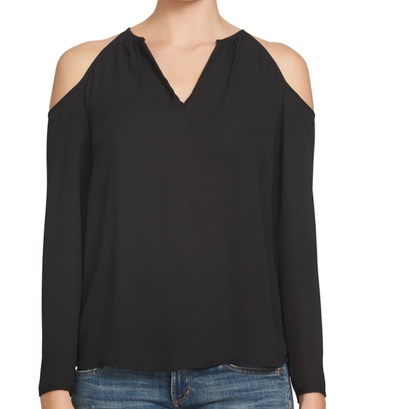1. State Tops - M 1. State Cold Shoulder Top Black Blouse Medium
